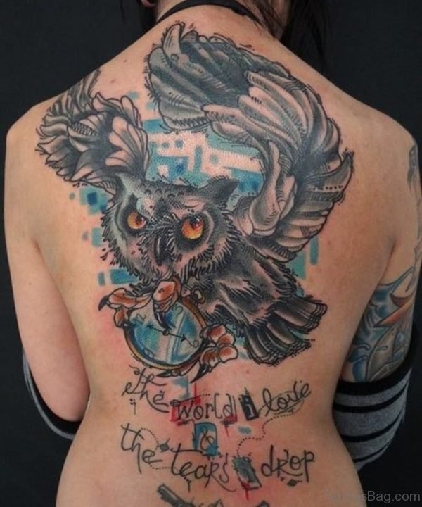 Colorful Owl Tattoo