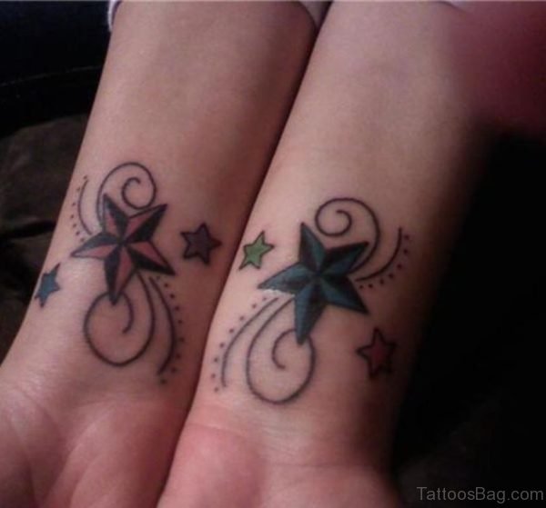 Colorful Stars Tattoo On Wrist