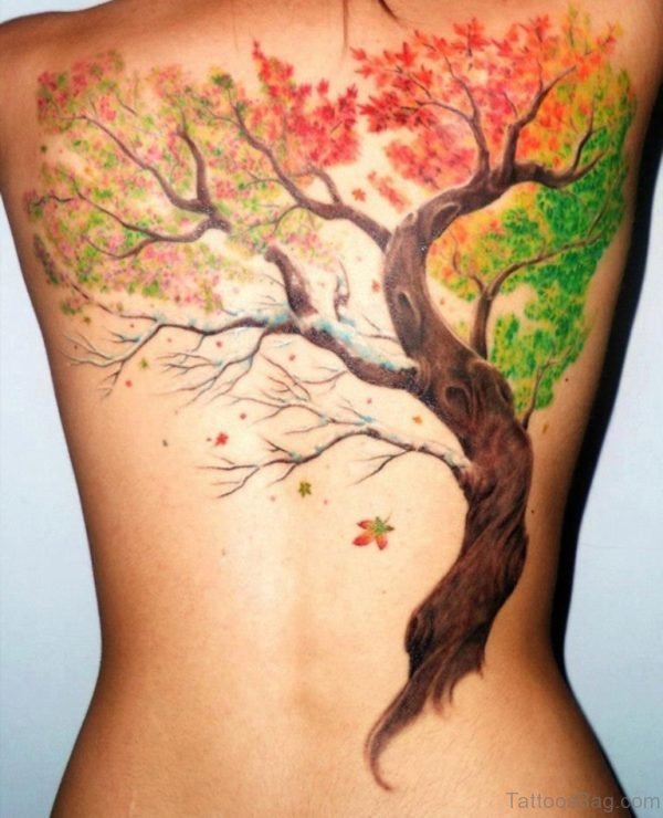 Colorful Leaf Tattoo