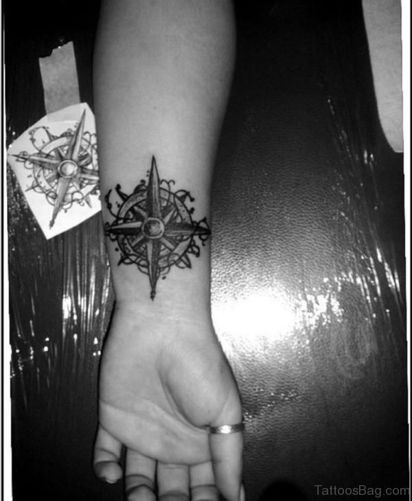 Compass Tattoo Design On Wrist