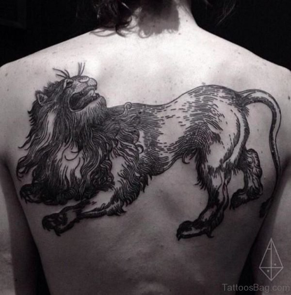 Cool Lion Tattoo On Back