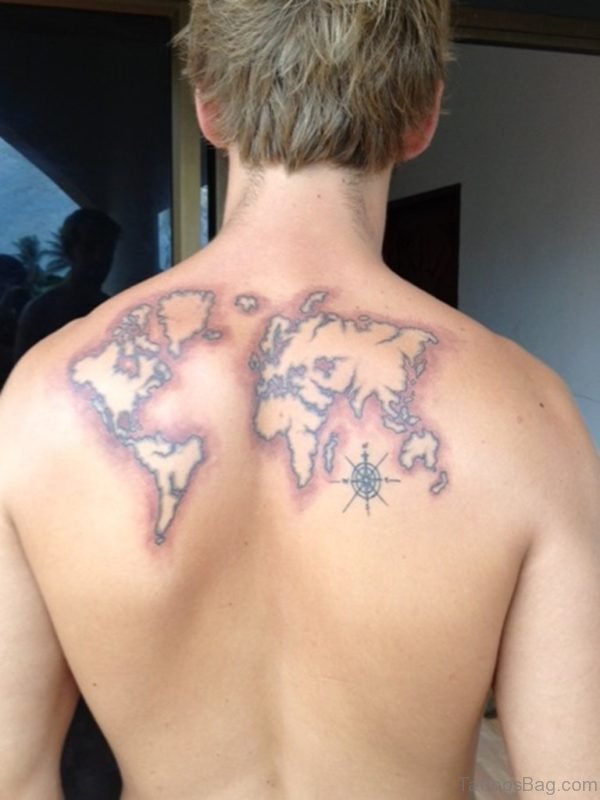 Cool Map Tattoo On Back