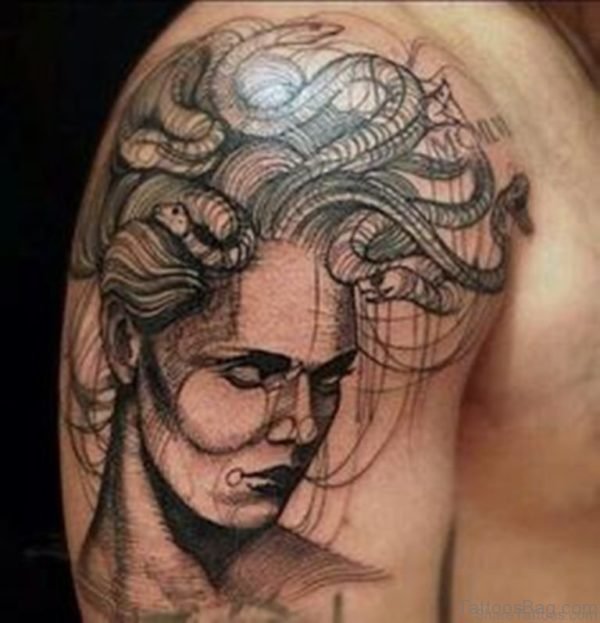 Cool Medusa Tattoo On Shoulder