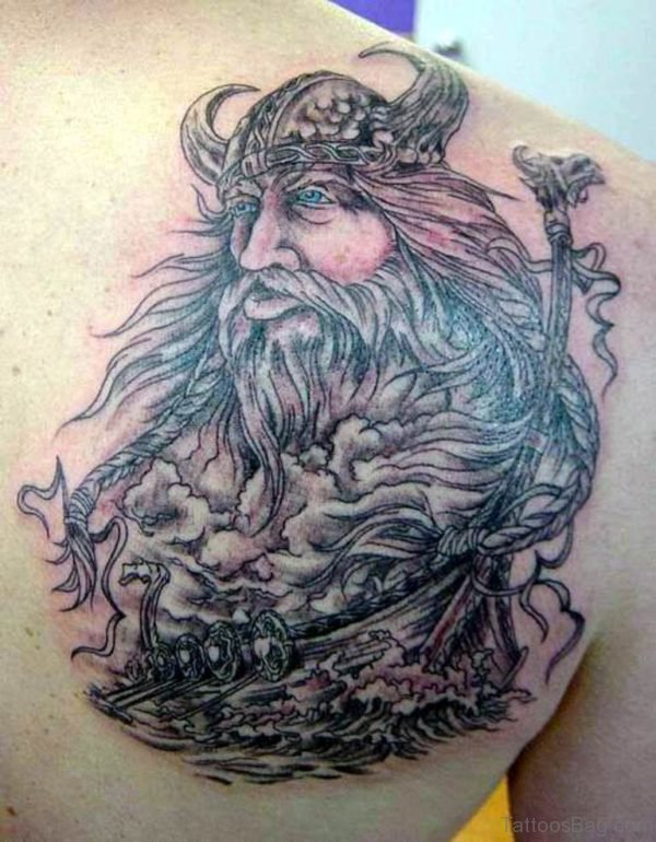 Cool Warrior Tattoo On Back