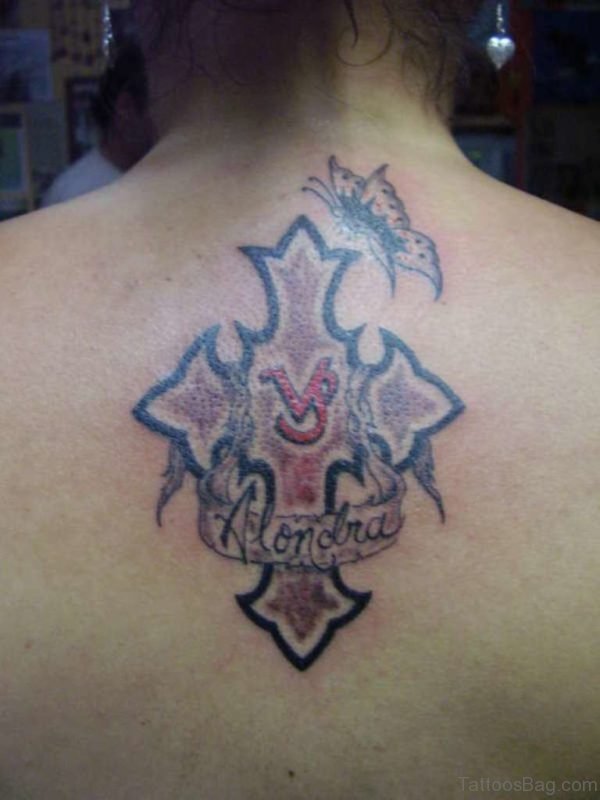 Butterfly And Cross Tattoo
