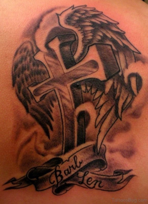 Cross And Wings Tattoo