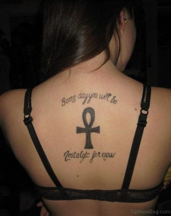 Cross And Wording Tattoo