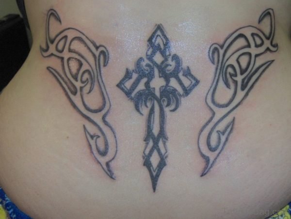 Cross Tattoo Design On Lower Back