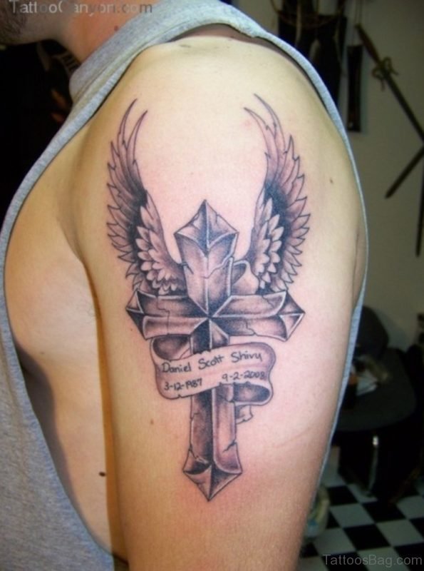 Cross Tattoo Design On Shoulder