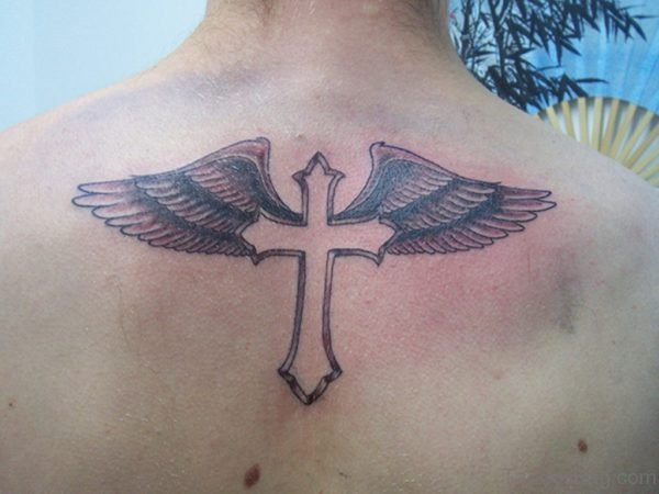 Cross Wings Tattoo On Back