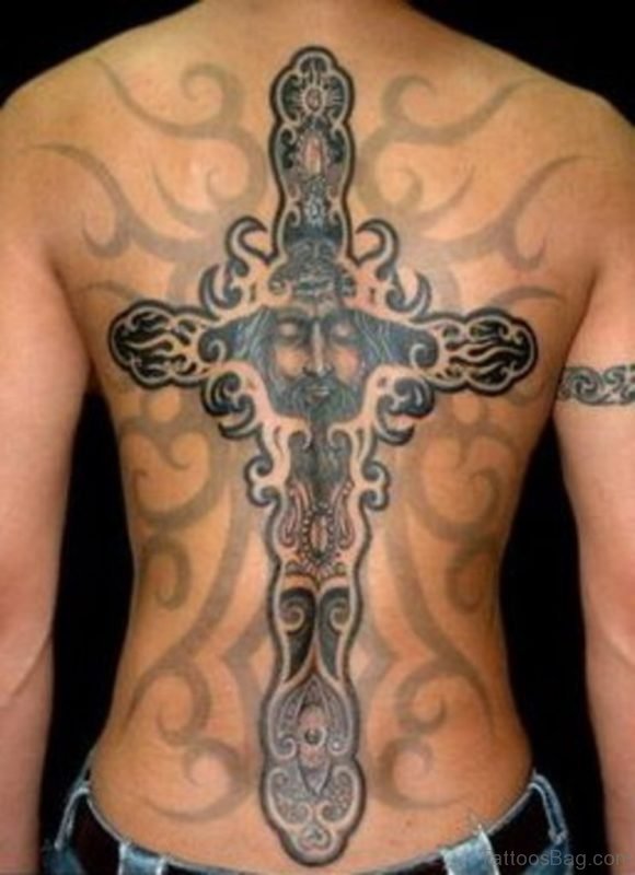 Cross Tattoo On Back For Men