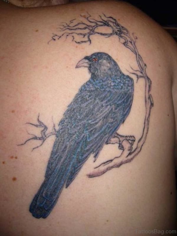 Crow On Branch Tattoo