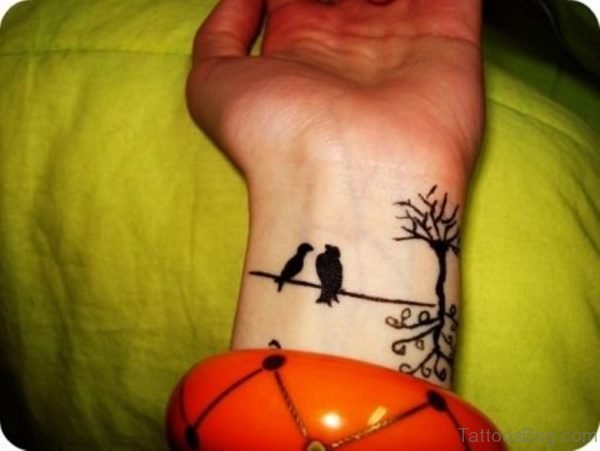Cute Birds Tattoo On Wrist