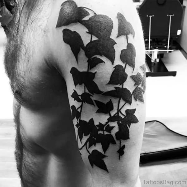 Cute Black Vine Shoulder Tattoo