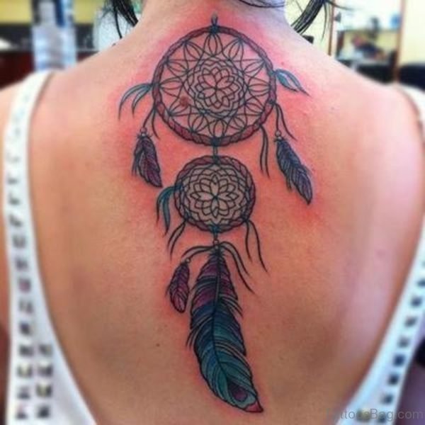 Cute Dreamcatcher Tattoo On Back