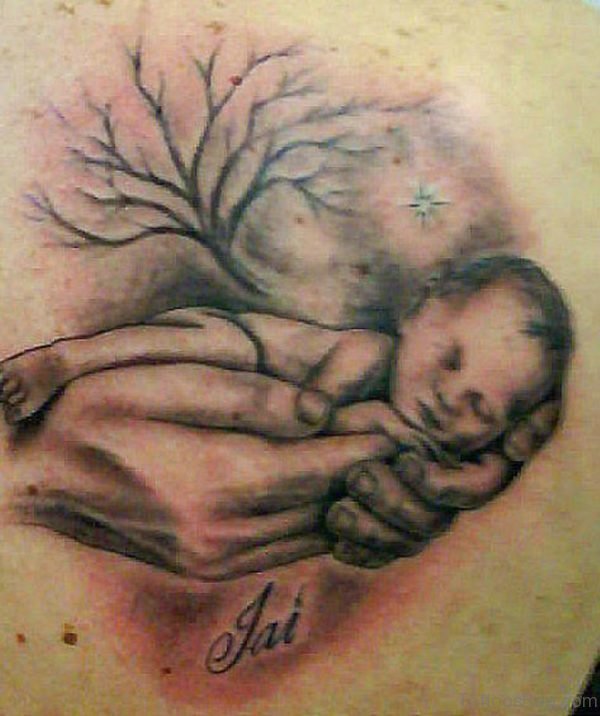 Cute Memorial Angel Tattoo Design