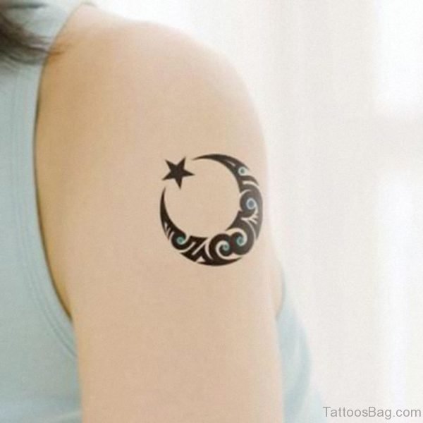 Cute Moon And Star Tattoo