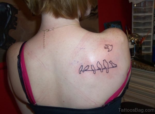 Cute Outline Bird Tattoo