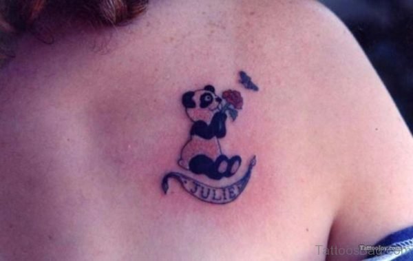 Cute Tinny Panda Shoulder Tattoo
