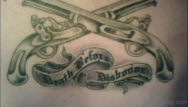 Wording And Gun Tattoo