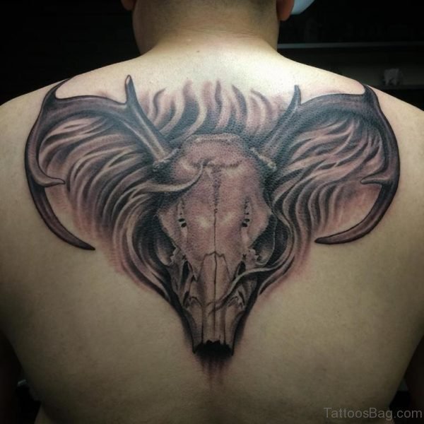 Deer Skull Tattoo Design On Back