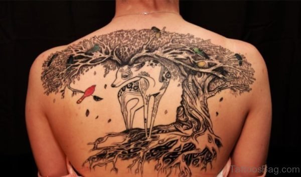 Deer Tattoo Design On Back