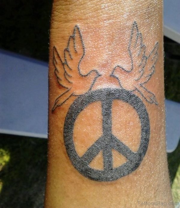Dove And Peace Sign Tattoo