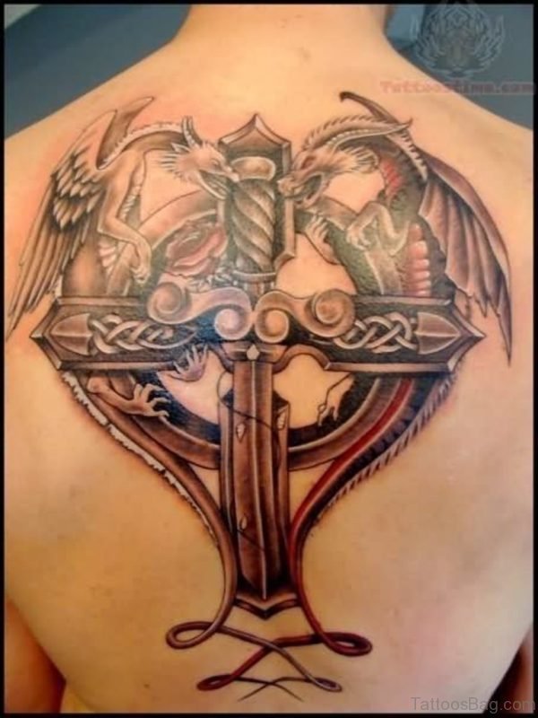 Dragon And Cross Tattoo