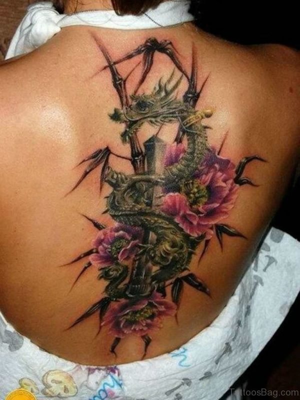 Dragon And Flower  Tattoo