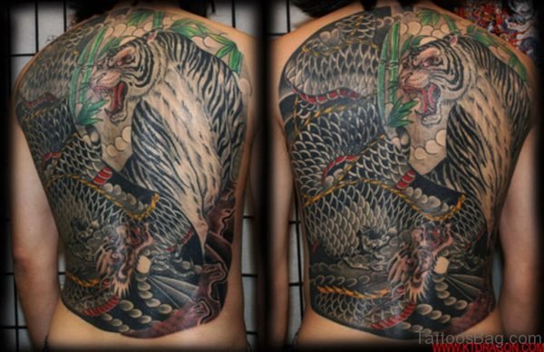 Dragon And Tiger Tattoo On full Back