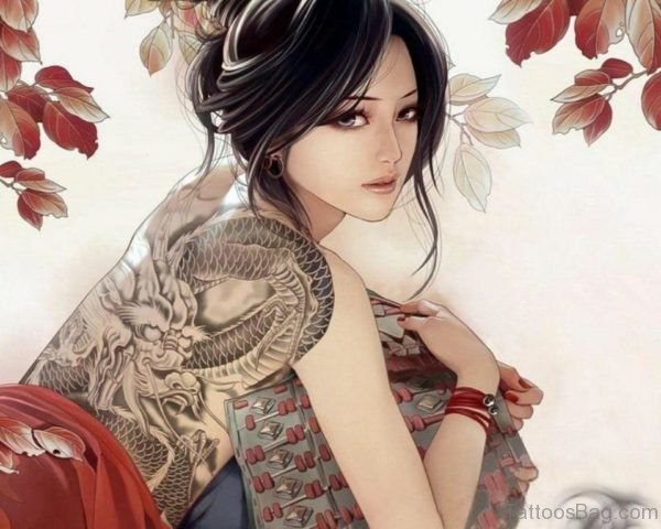 Dragon Tattoo Image On Full Back