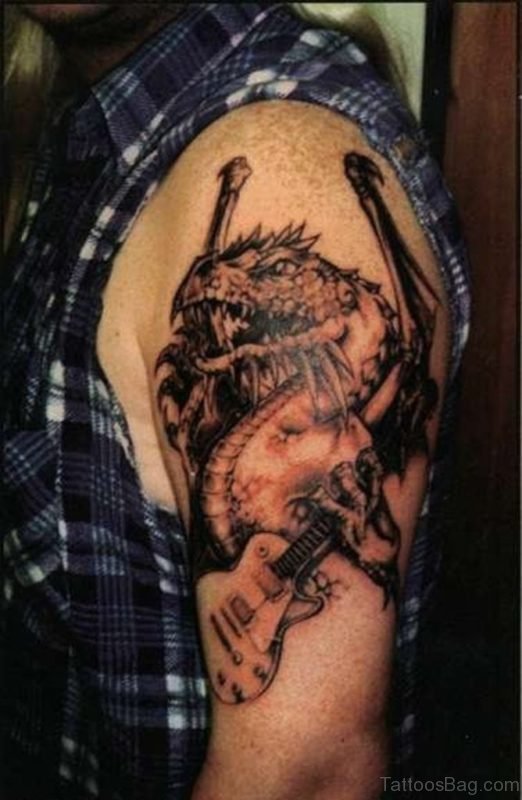 Dragon With Guitar Tattoo
