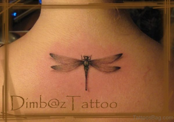 Dragonfly Tattoo Design On Upper Back