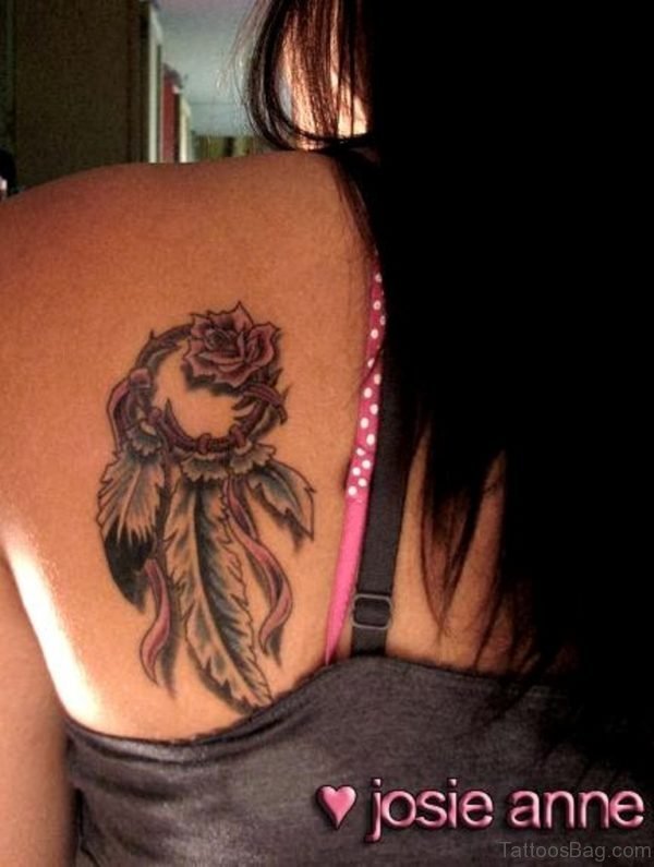 Dream Catcher Tattoo On Girl Shouder