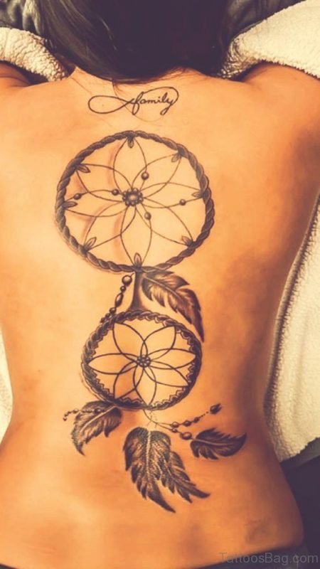 Dreamcatcher Tattoo On Back For Women