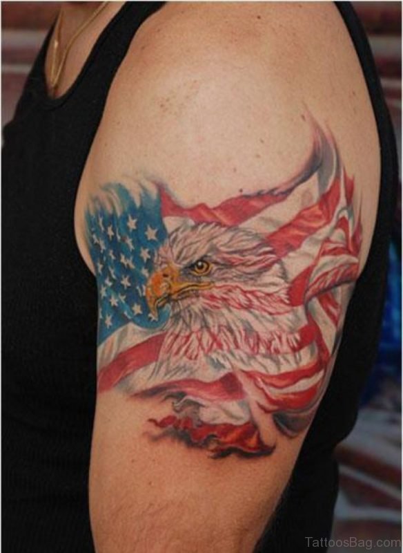 Eagle And American Flag Tattoo