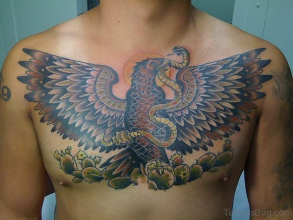 Eagle And Snake Tattoo On Chest