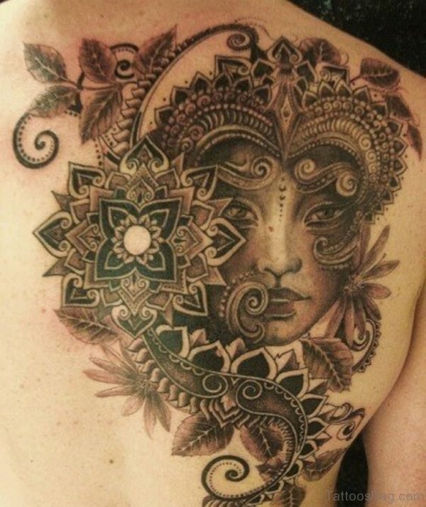 Elegant Aztec Tattoo On Back