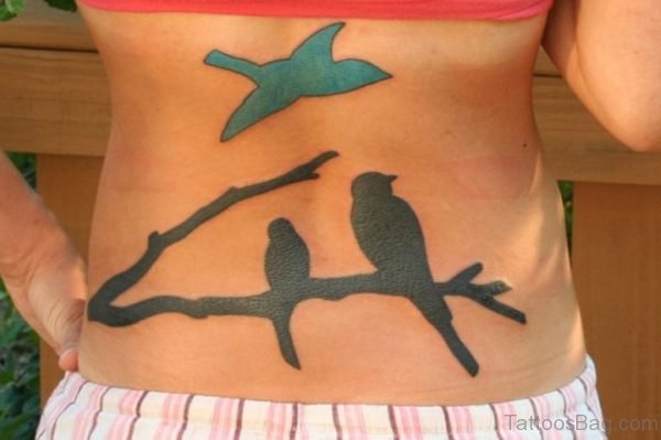 Elegant Bird Tattoo On Lower Back