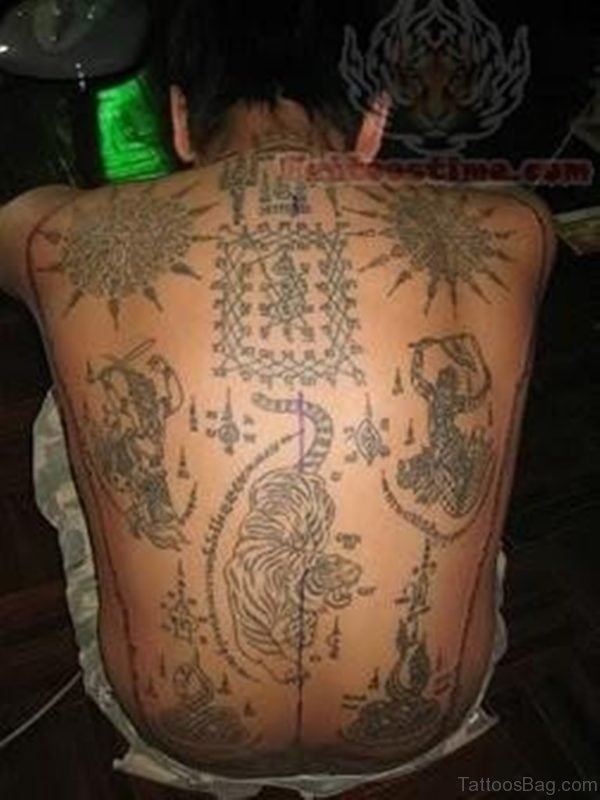 Elegant Buddhist Tattoo On Back