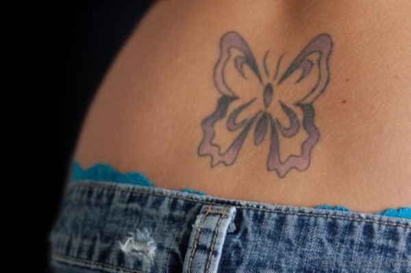 Elegant Butterfly Tattoo On Lower Back