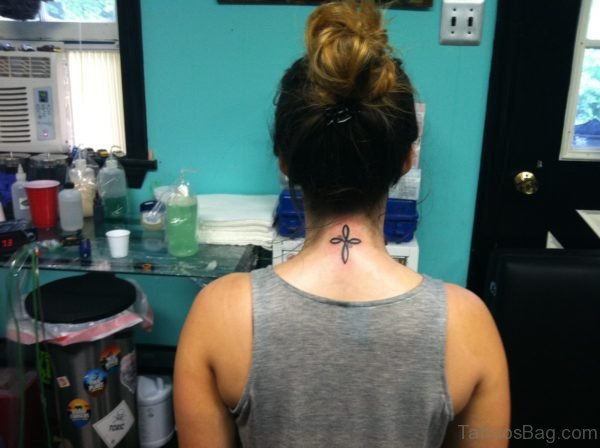Elegant Cross Neck Tattoo On Neck