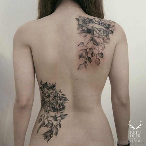 Elegant Leaf Tattoo On Back