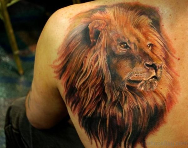Elegant Lion Tattoo On Back