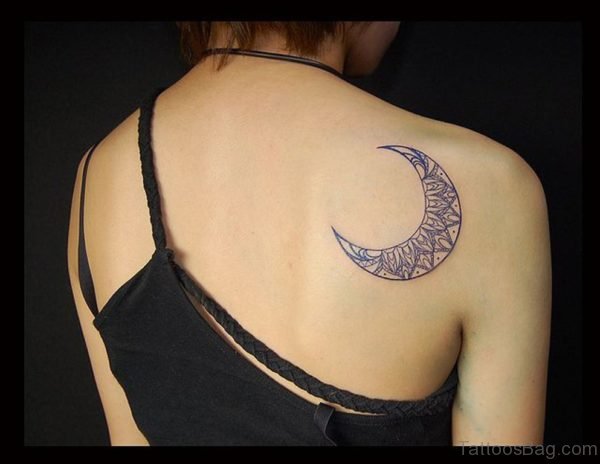 Elegant Moon Tattoo On Back
