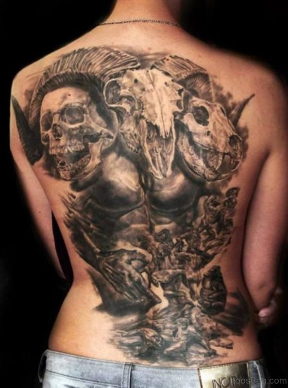 Elegant Skull Tattoo On Back
