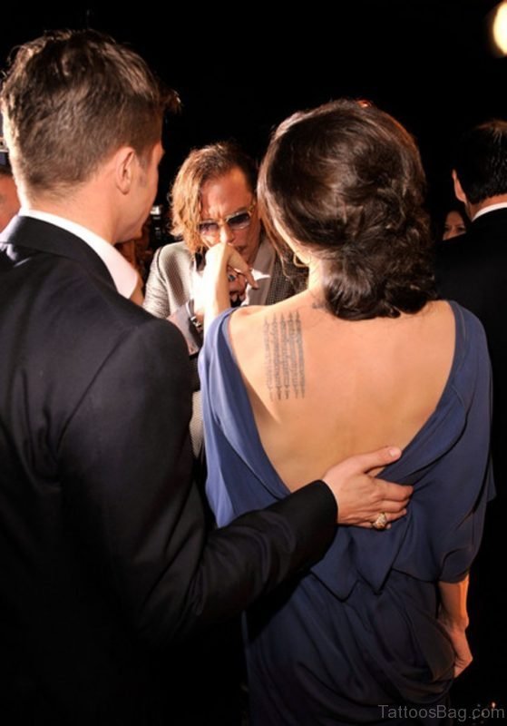 Elegant Wording Tattoo On Back