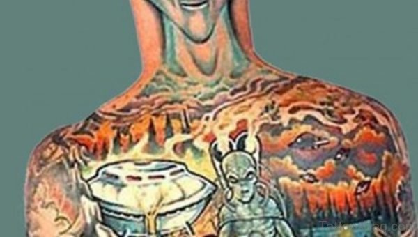 England Patriotic Tattoo On Whole Back