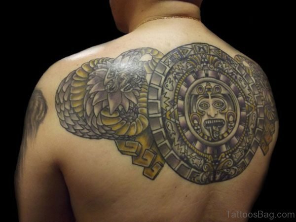 Excellent Aztec Tattoo Design On Back