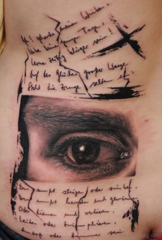 Eye And Wording Tattoo